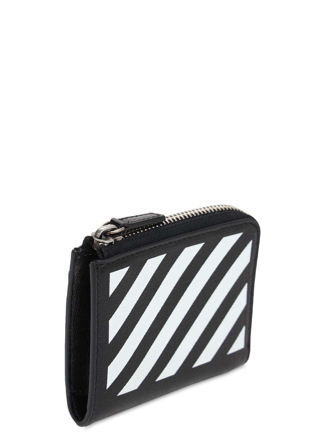 Shop Off-white Diag Leather Wallet In Black,white