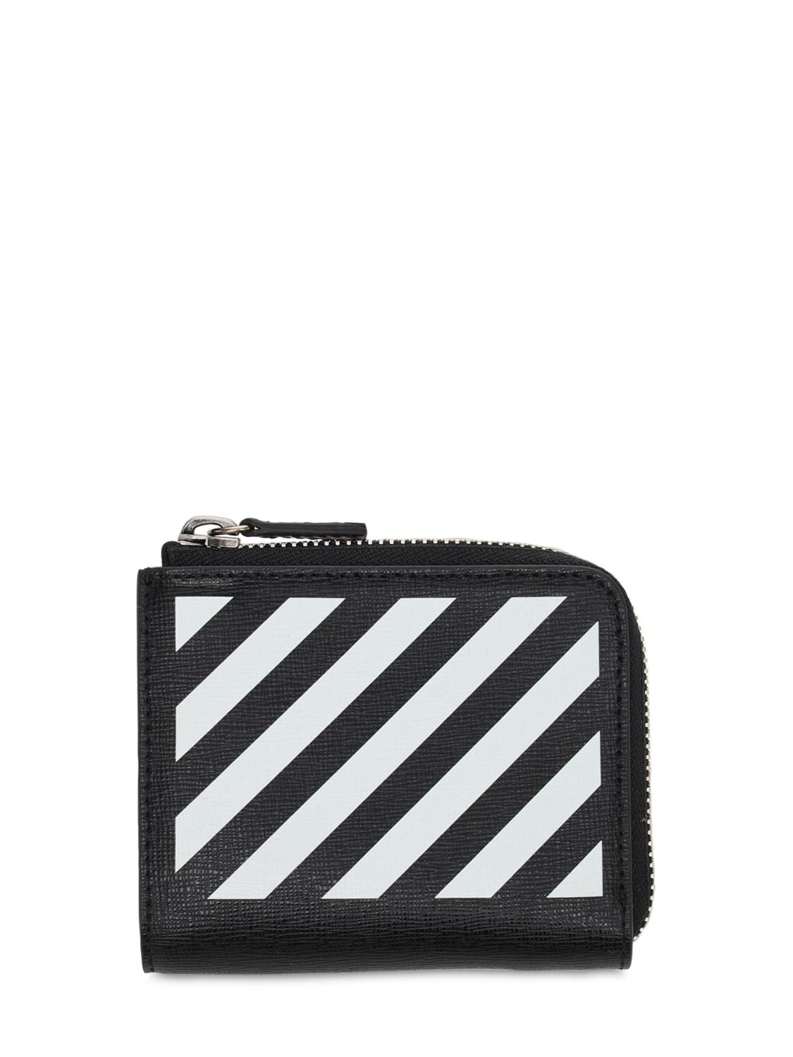 Off-white Diag Leather Wallet In Black,white