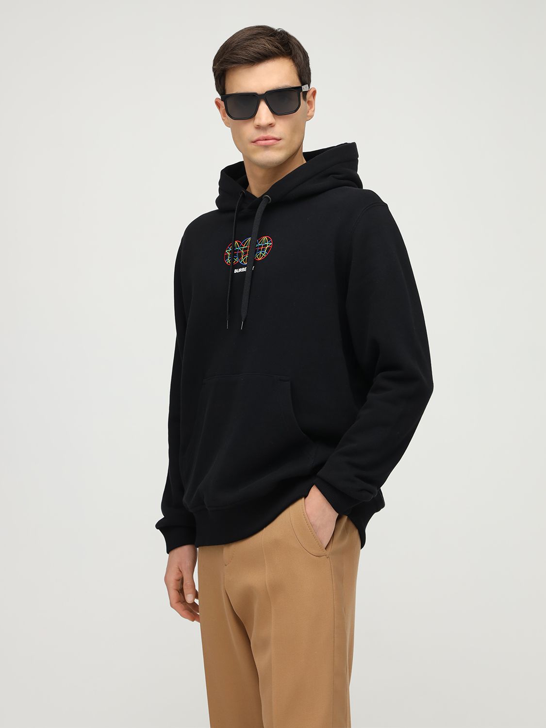 burberry 球形图案刺绣连帽衫 in black | modesens