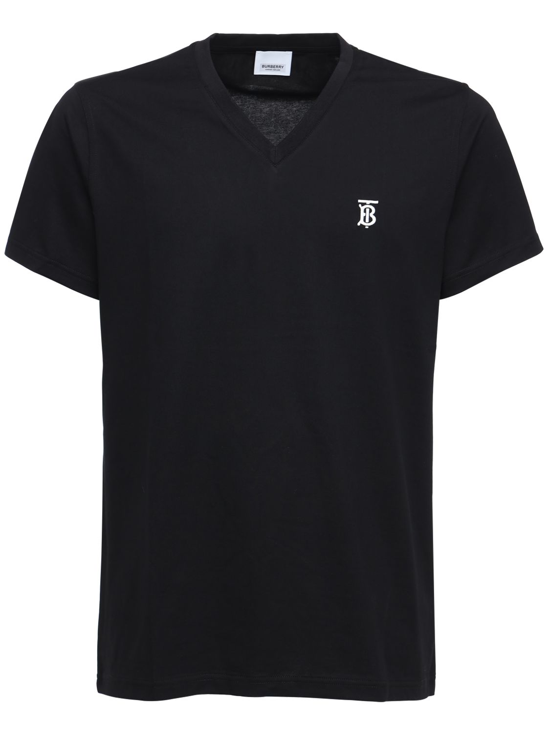 T-shirt Aus Baumwolle Mit V-ausschnitt