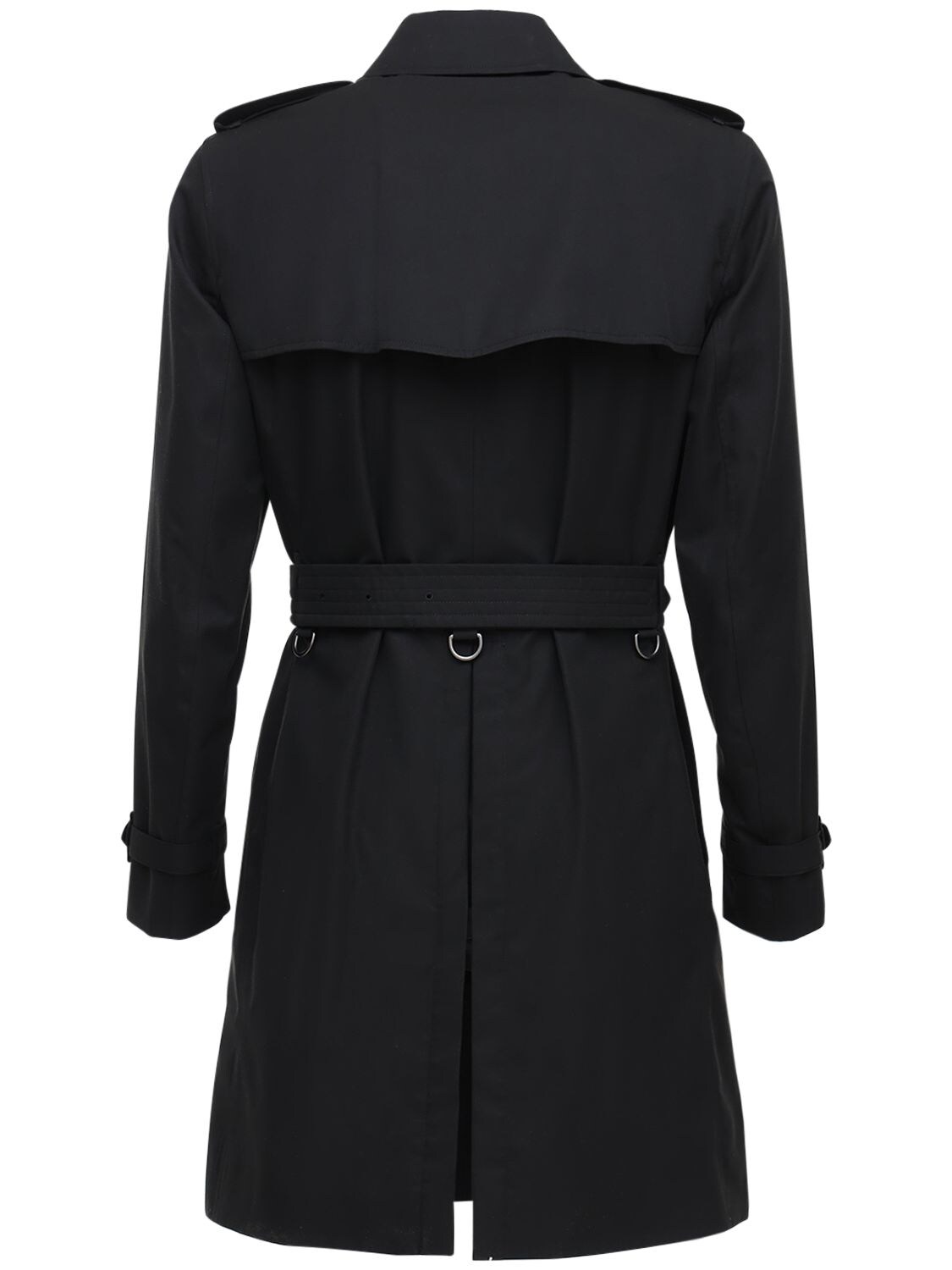 Shop Burberry Kensington Cotton Trench Coat In Black