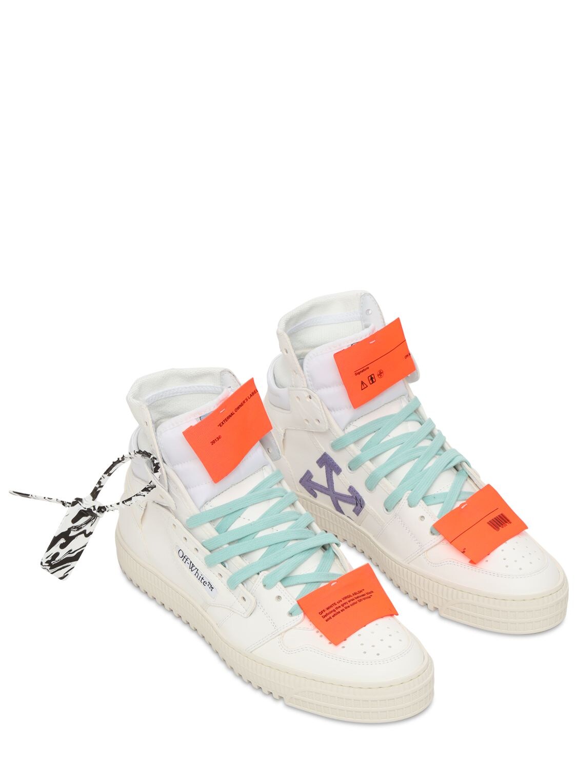 Shop Off-white 3.0 Off Court Vintage Leather Sneakers In Weiss,violett