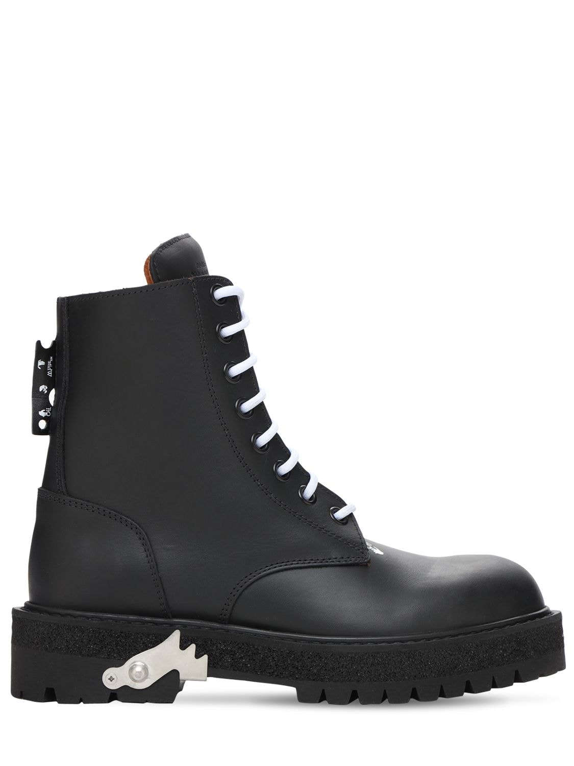 OFF-WHITE LACE-UP LEATHER BOOTS,73IJSY014-MTAWMA2