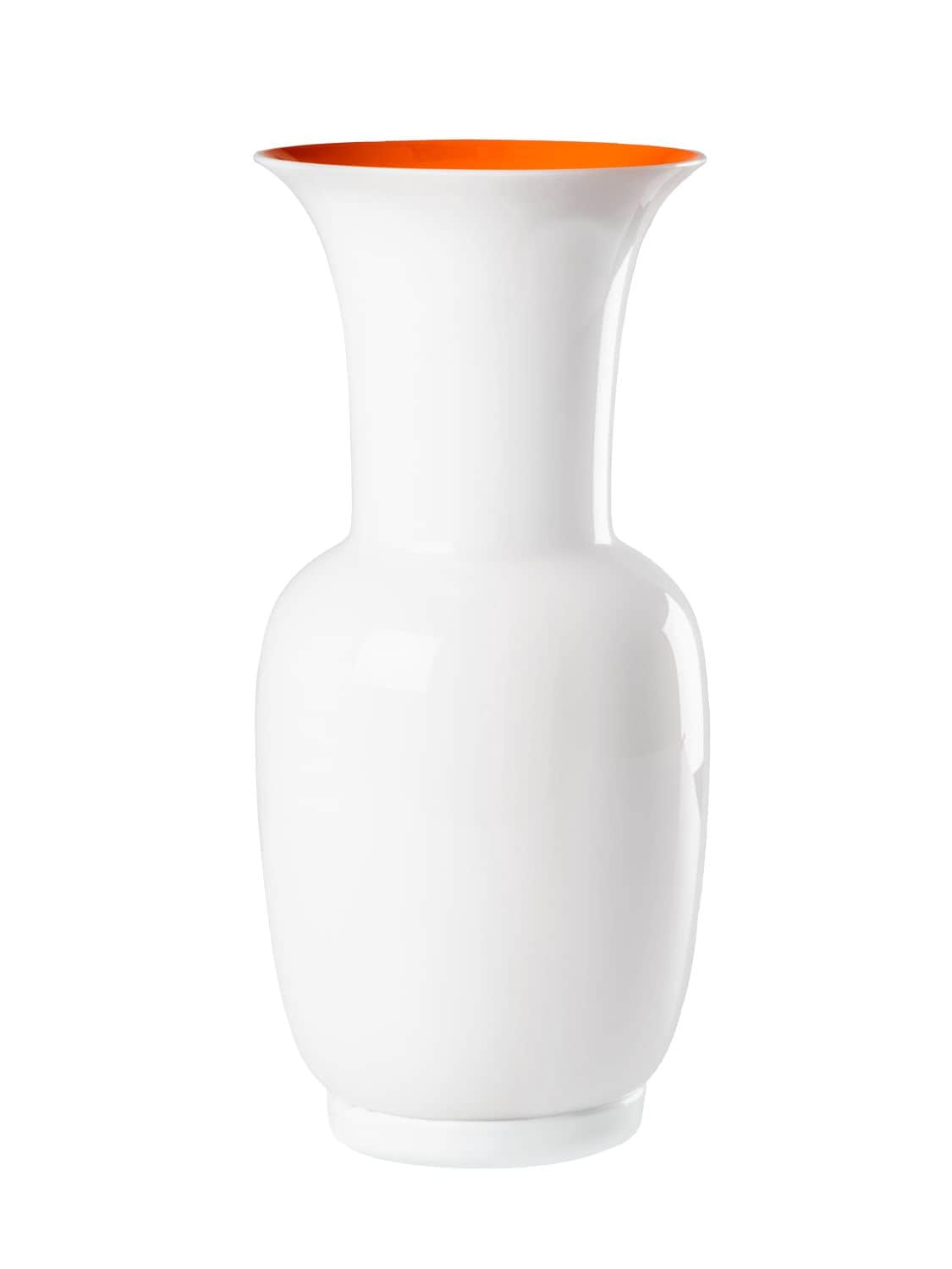 Venini Opalino Vase In Glass In White