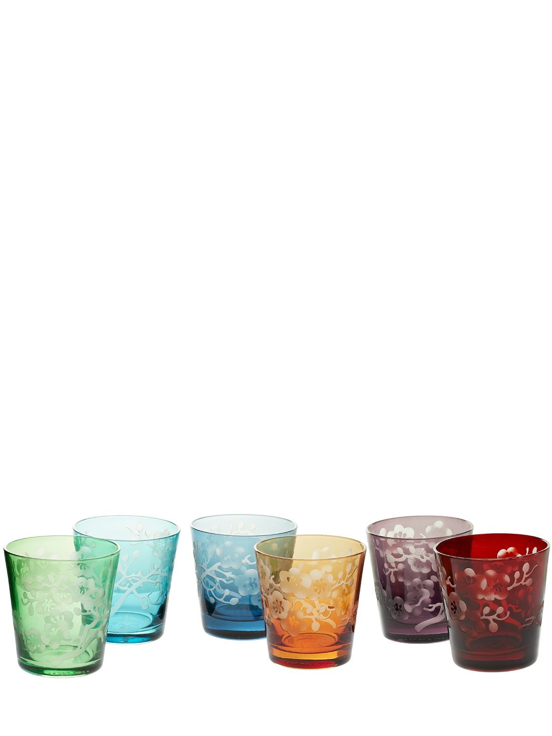 Polspotten Set Of 6 Blossom Glasses In Multicolor
