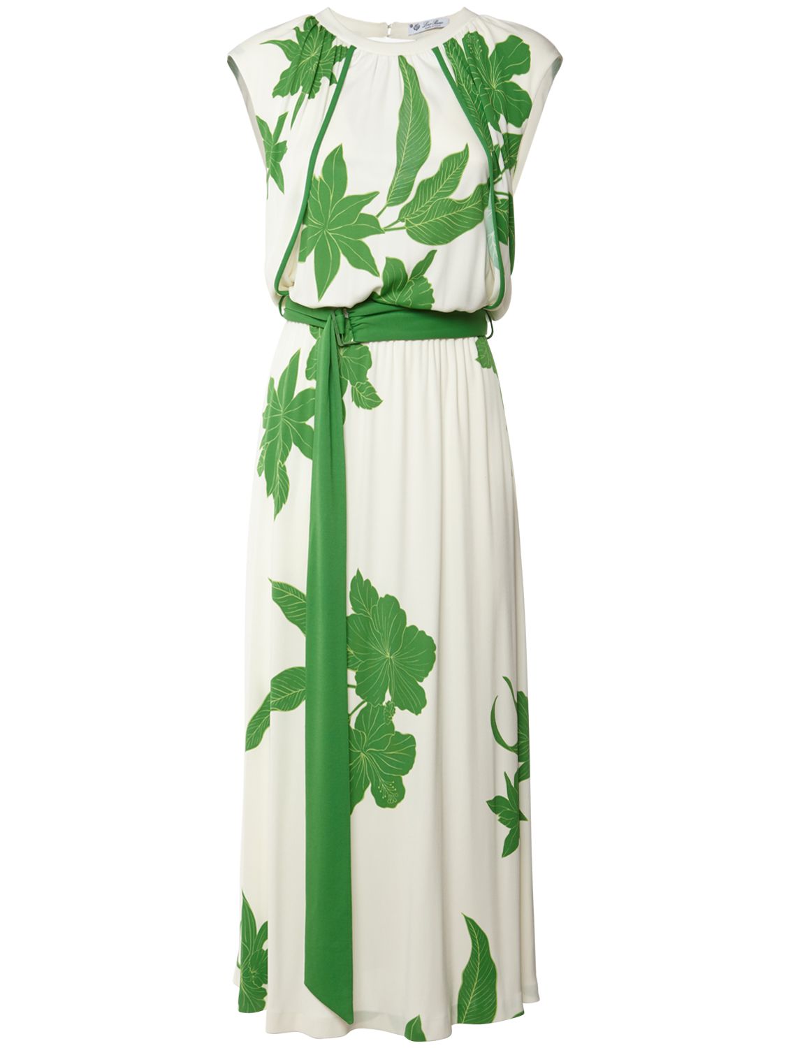loro piana green dress Belted silk-crepe maxi dress - light green