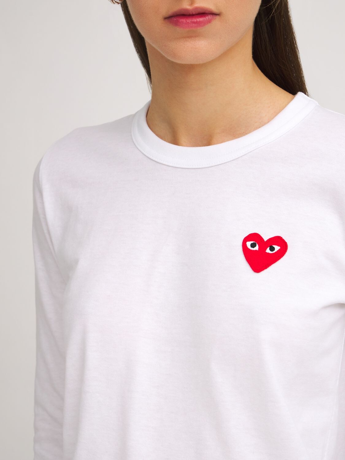 Shop Comme Des Garçons Play Logo Cotton Jersey T-shirt In White