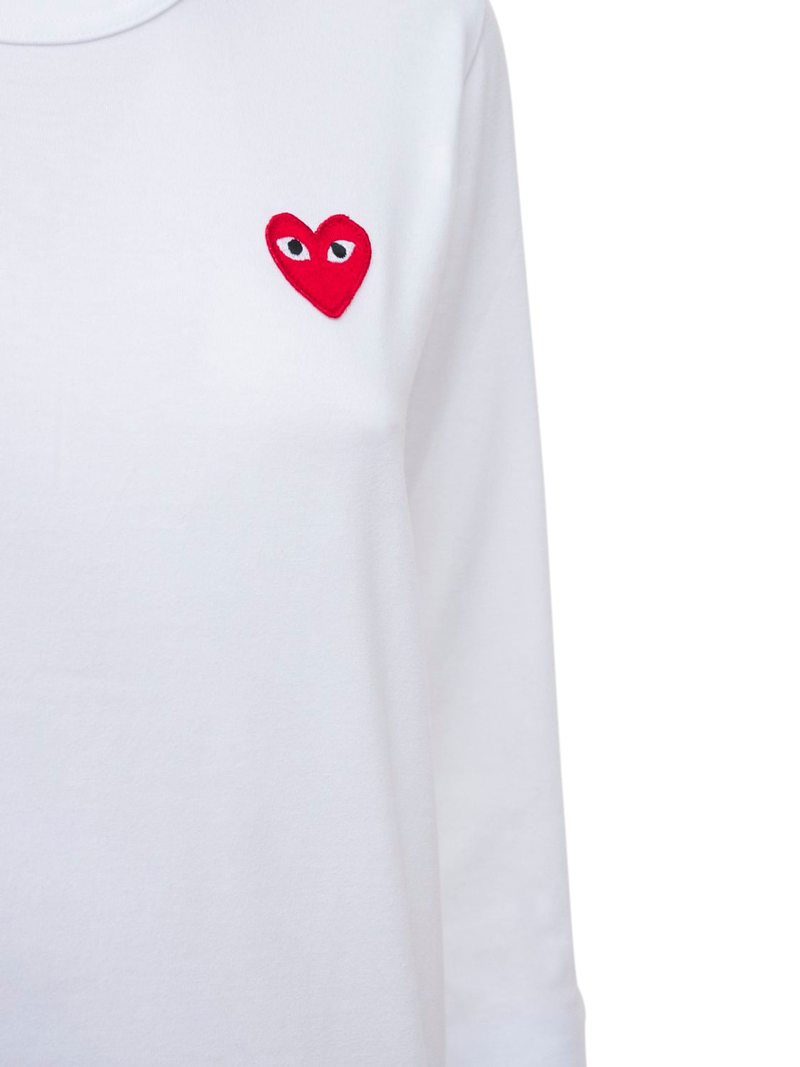 Shop Comme Des Garçons Play Logo Cotton Jersey T-shirt In White