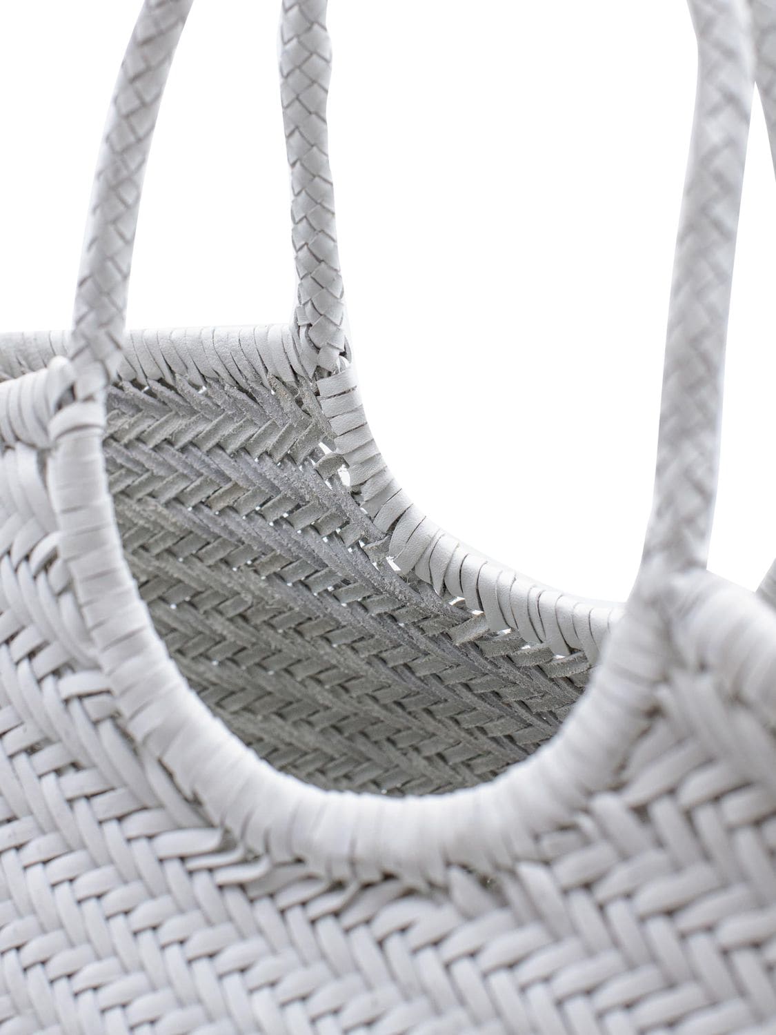 Shop Dragon Diffusion Big Nantucket Woven Leather Basket Bag In White