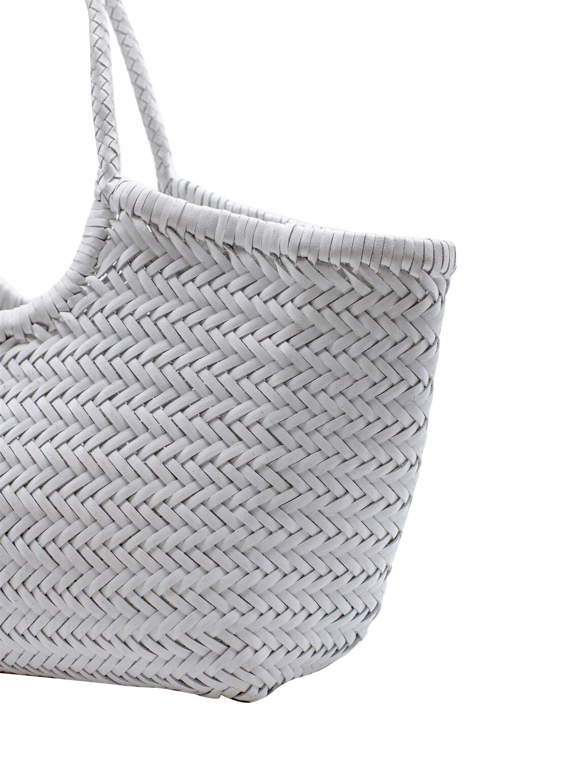 Dragon Diffusion Big Nantucket Woven Leather Basket Bag In White