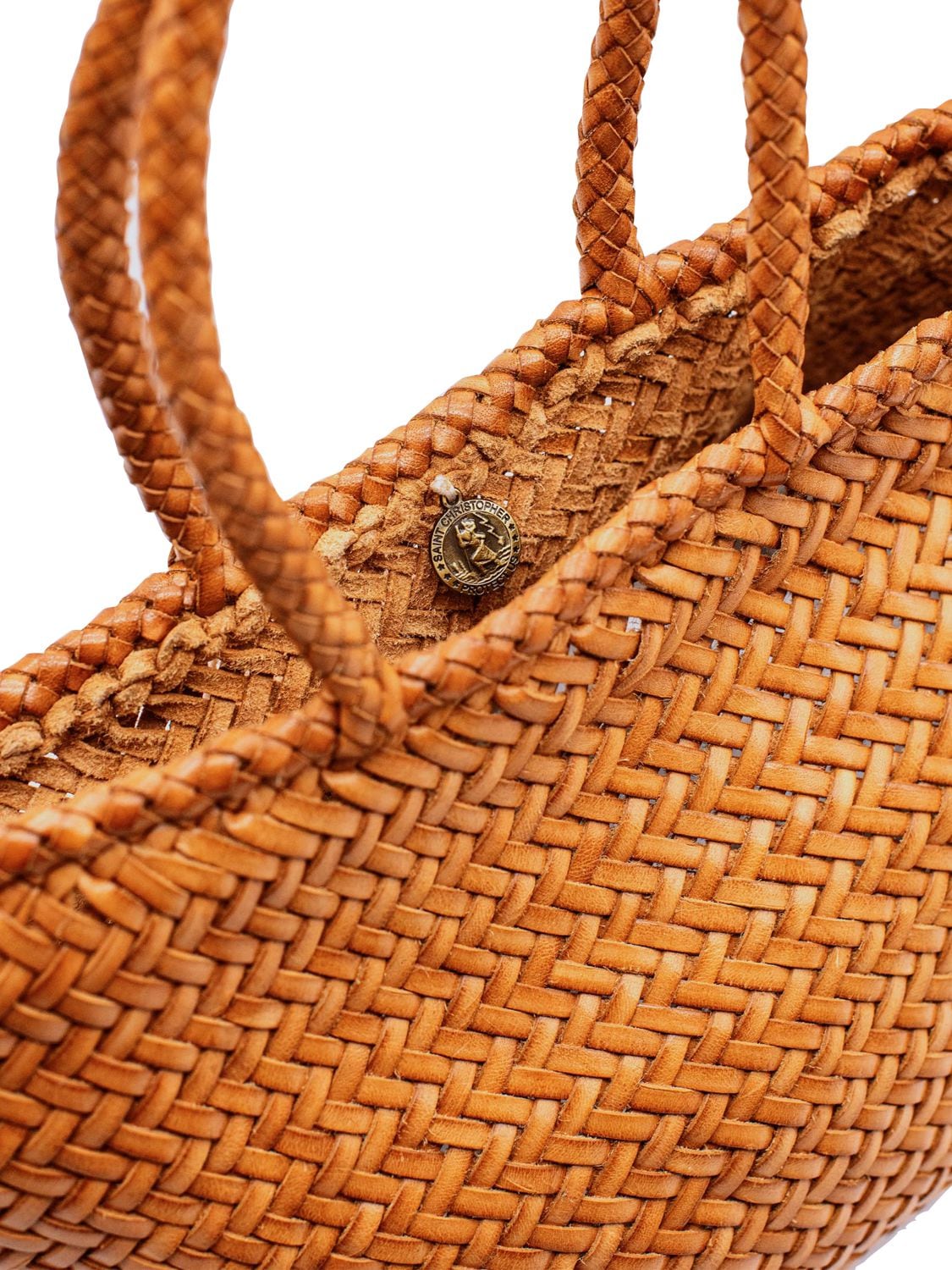Shop Dragon Diffusion Grace Small Woven Leather Basket Bag In British Tan