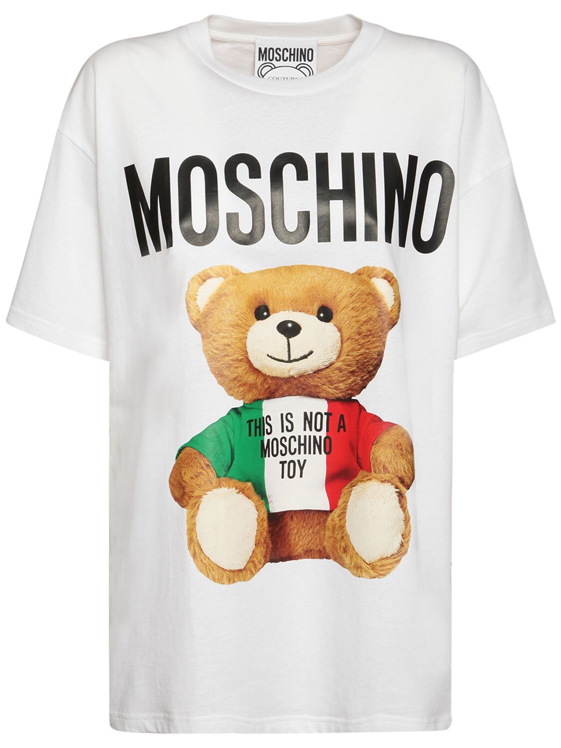 MOSCHINO ITALIAN TEDDY LOGO COTTON JERSEY T-SHIRT,73IL0O020-MTAWMQ2