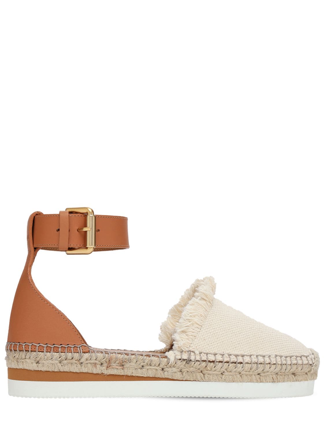 SEE BY CHLOÉ 25MM GLYN LEATHER & COTTON ESPADRILLES,73IL4L003-MTIW0