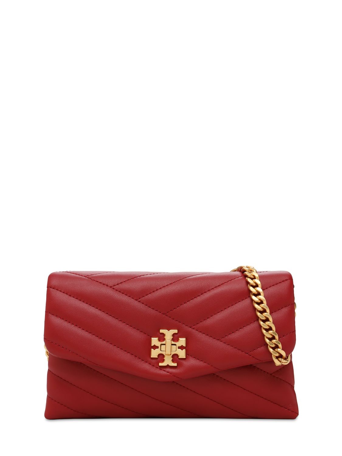 Tory Burch Kira Quilted Leather Chain Wallet Bag In Redstone