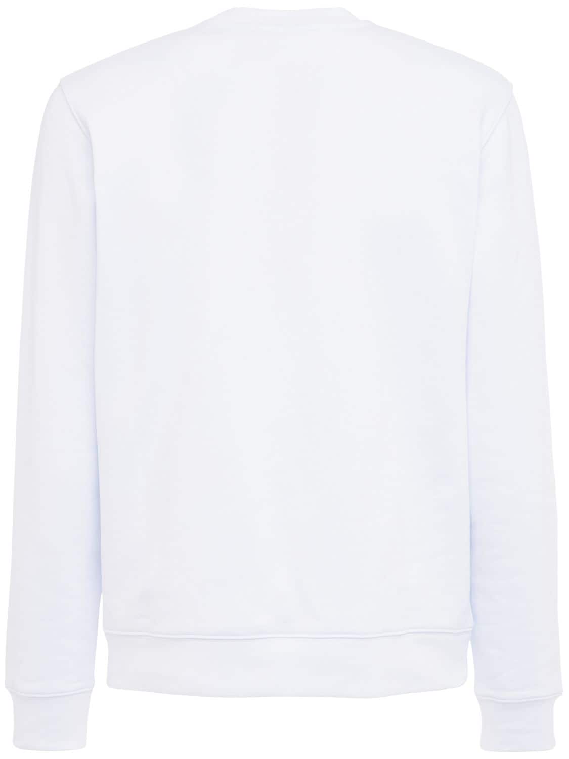 Shop Msgm Logo Print Brushed Cotton Sweatshirt In White