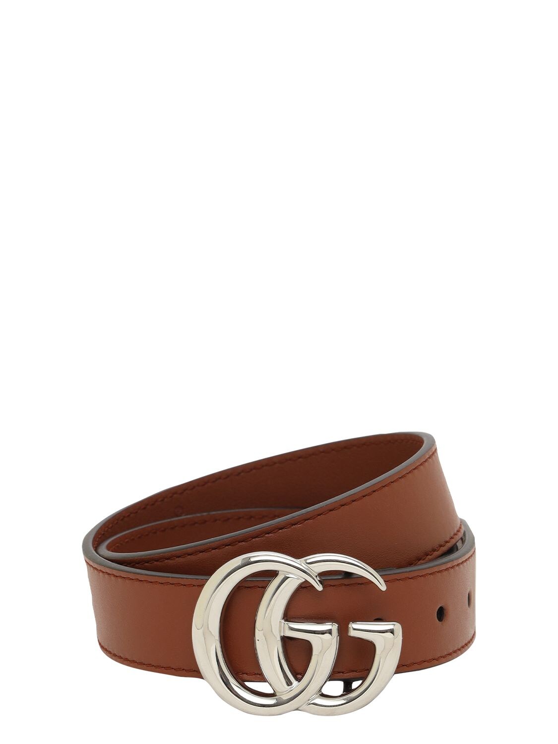 Gucci Babies' Logo Leather Belt In Brown