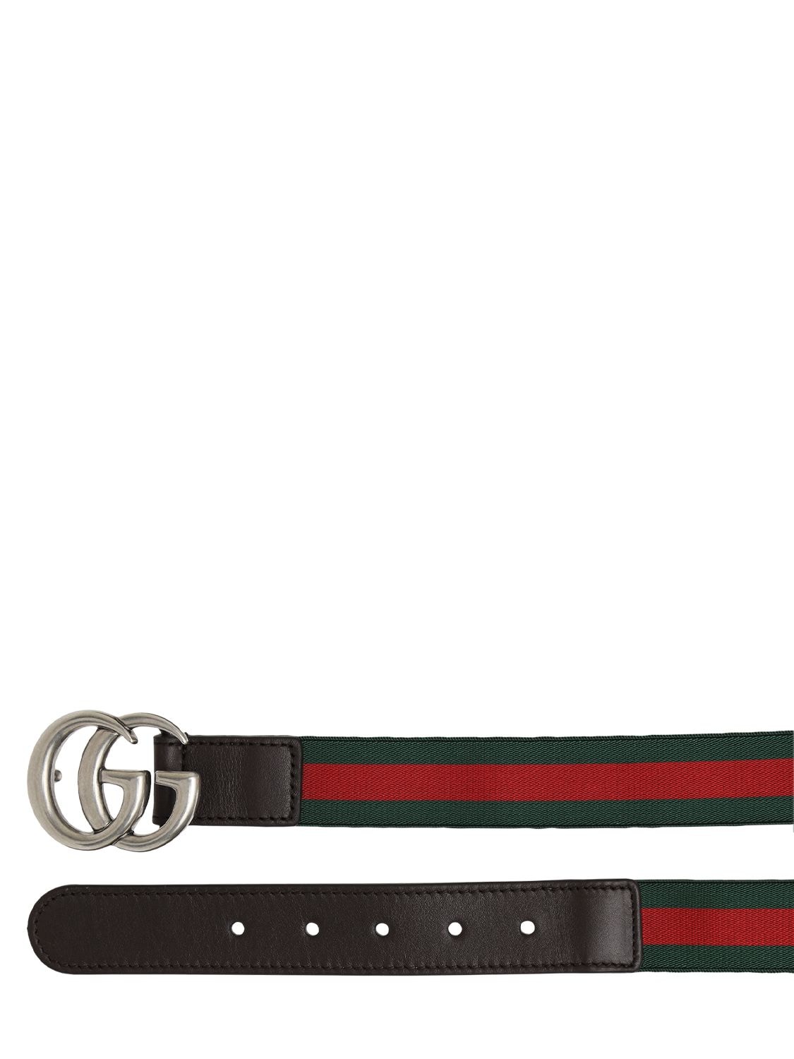 Shop Gucci Elastic Belt W/ Web Details In Brown