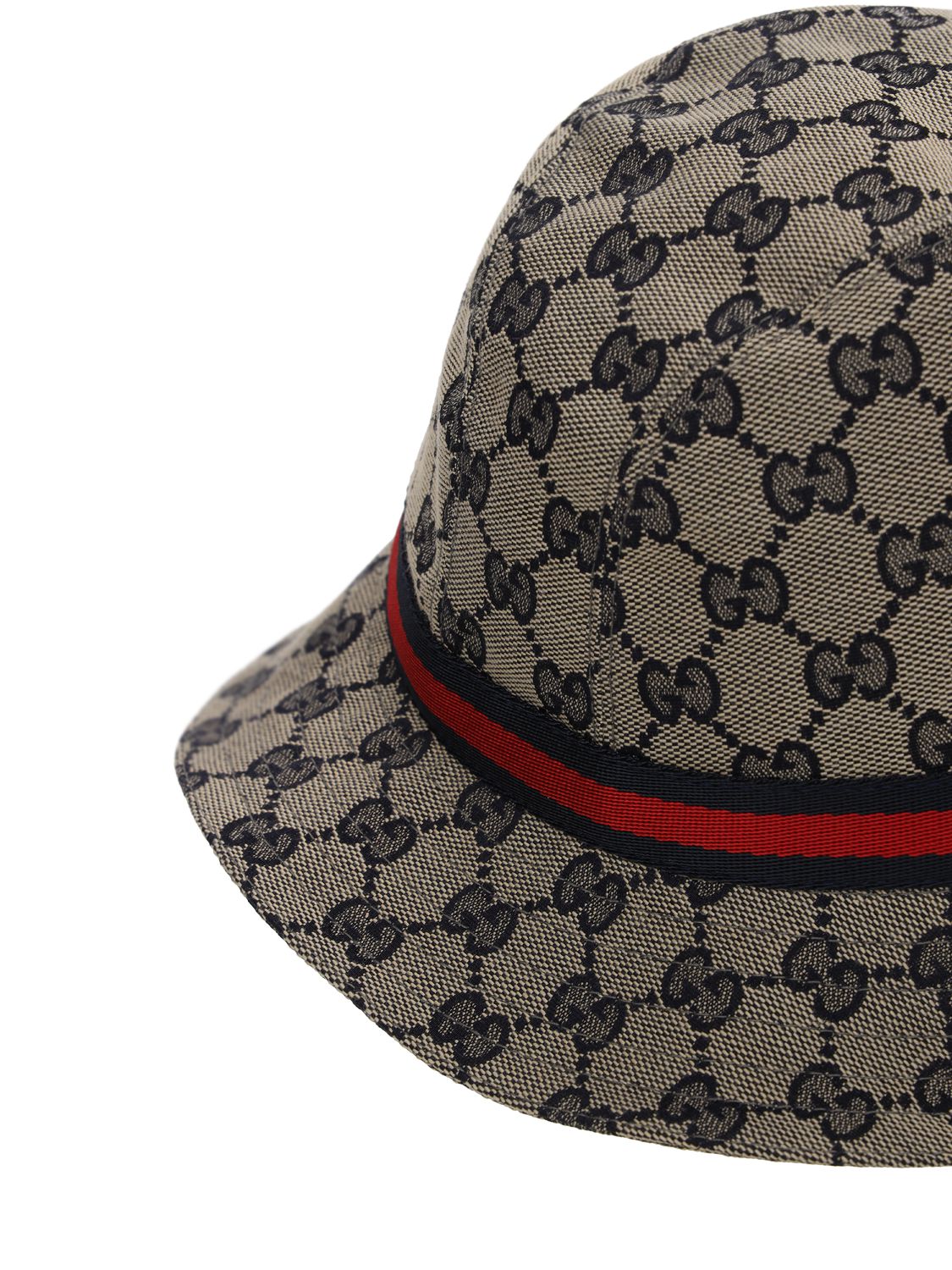 Shop Gucci Gg Supreme Logo Blend Cotton Bucket Hat In Beige,blue