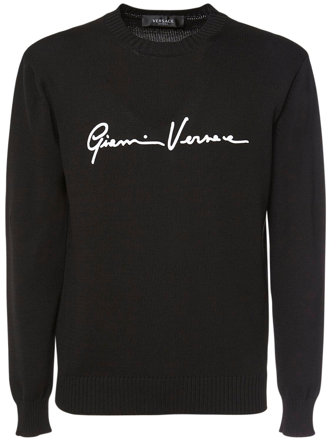 VERSACE LOGO KNIT CREWNECK SWEATER,73ILEC006-QTEWMDG1