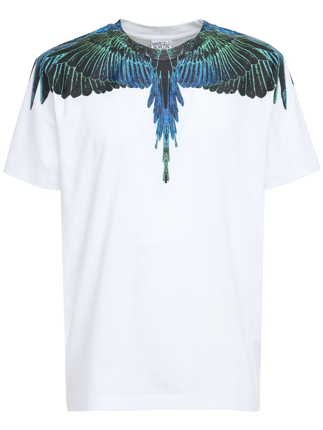 MARCELO BURLON COUNTY OF MILAN 羽翼印花棉质平纹针织T恤,73ILF9002-MDE2OQ2