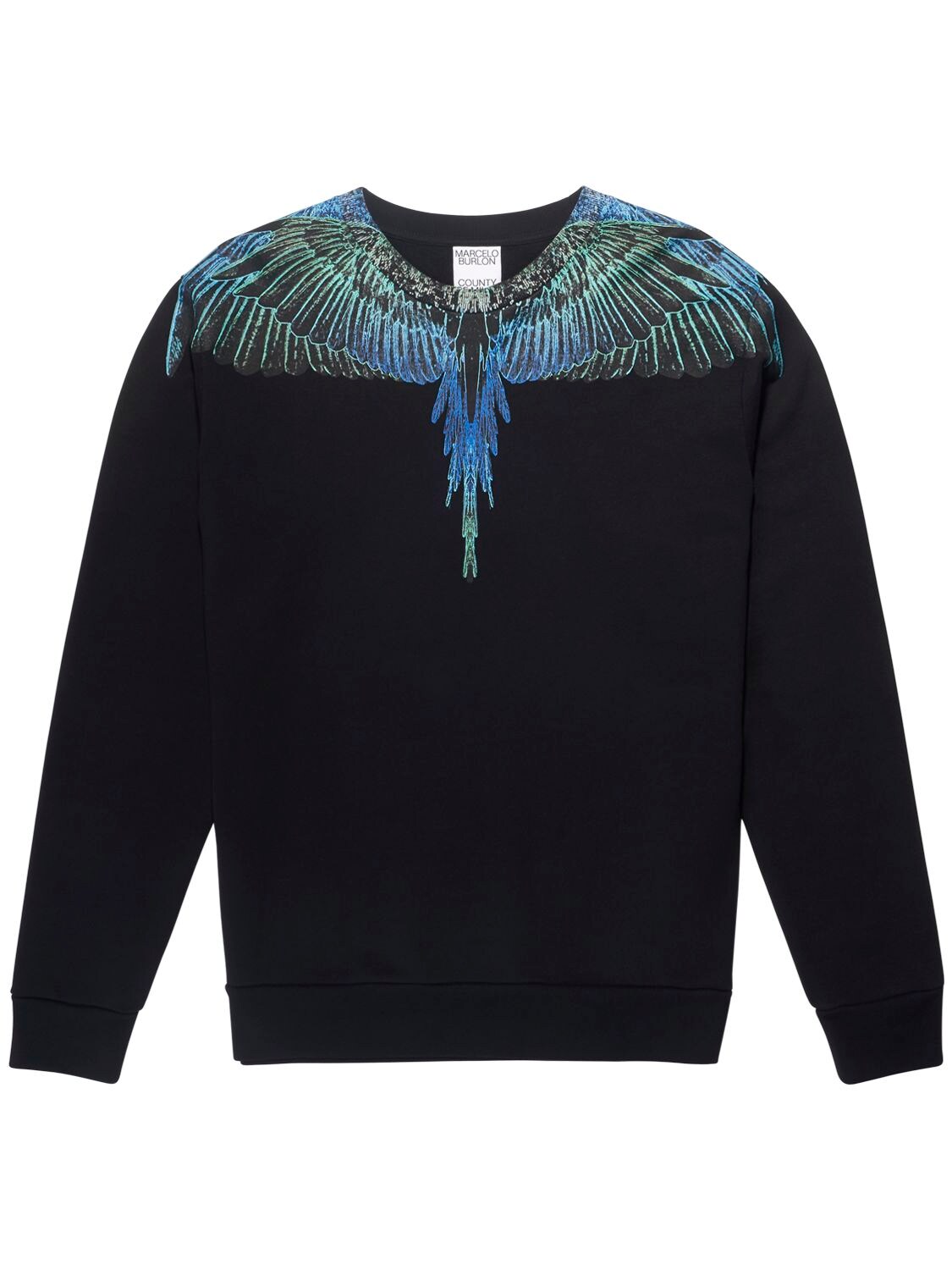 MARCELO BURLON COUNTY OF MILAN PRINTED WINGS COTTON JERSEY SWEATSHIRT,73ILF9011-MTA2OQ2