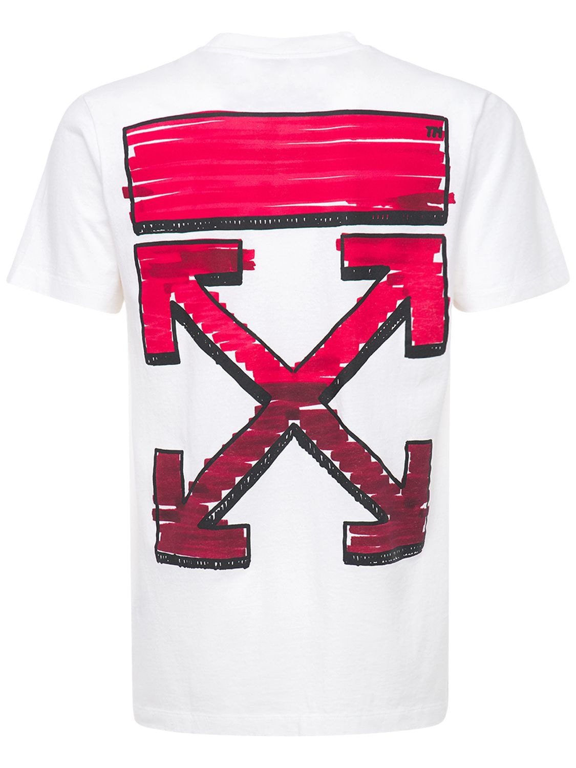 Off-white Arrow Marker Print Slim Jersey T-shirt In Weiss,rot