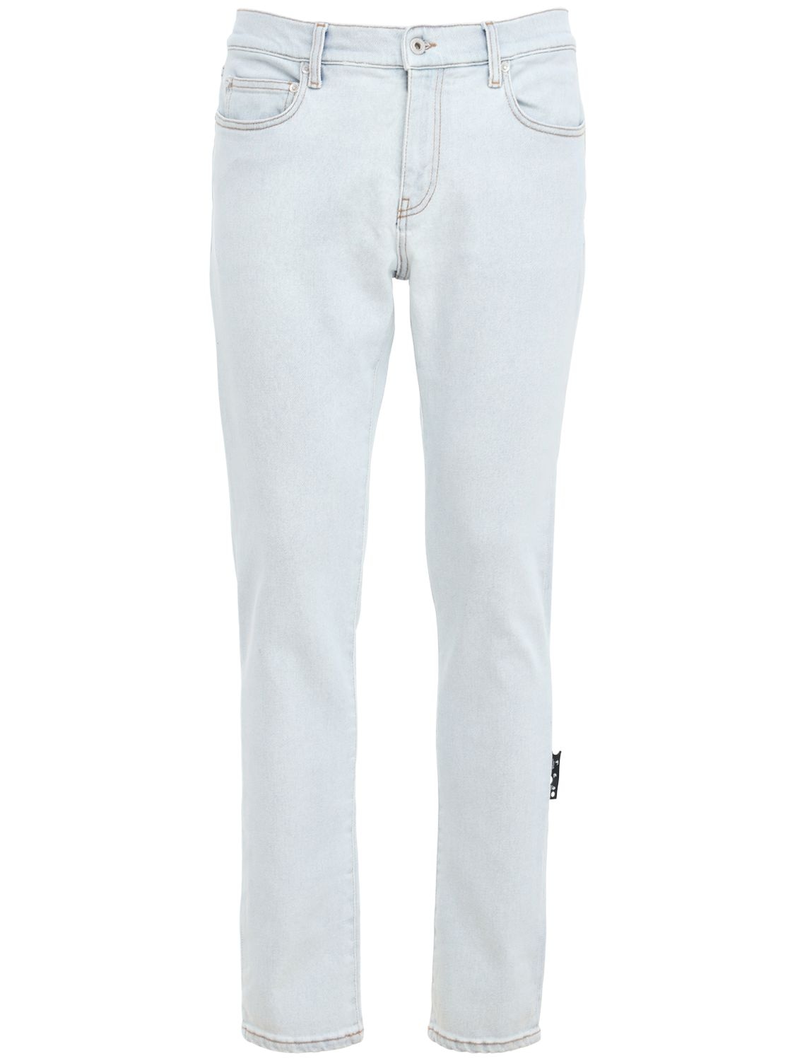 OFF-WHITE Diag Pocket Bleached Denim Skinny Jeans