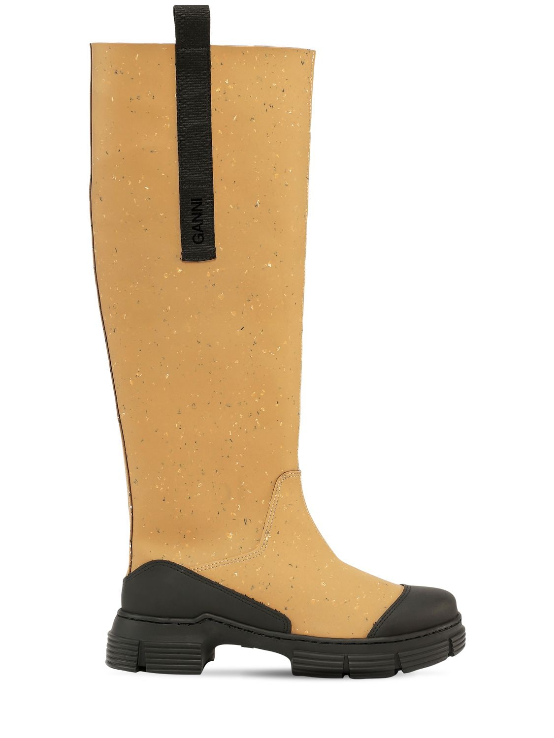 Ganni 45mm Tall Rubber Rain Boots In Chipmunk