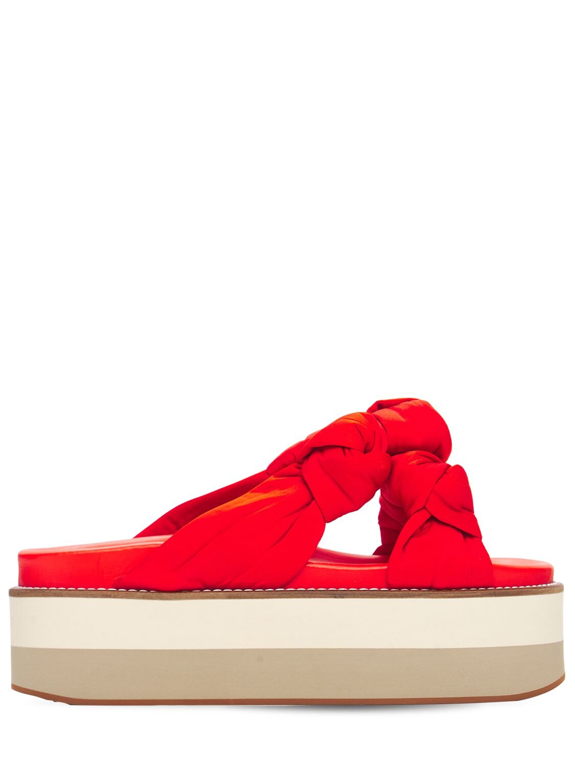 Ganni Knotted Platform Slide Sandal In Flame | ModeSens