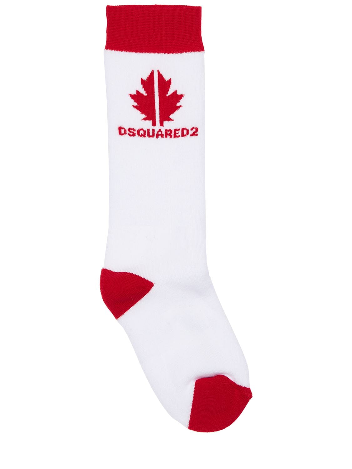 Dsquared2 Kids' Logo Cotton Blend Knit Socks In White,red