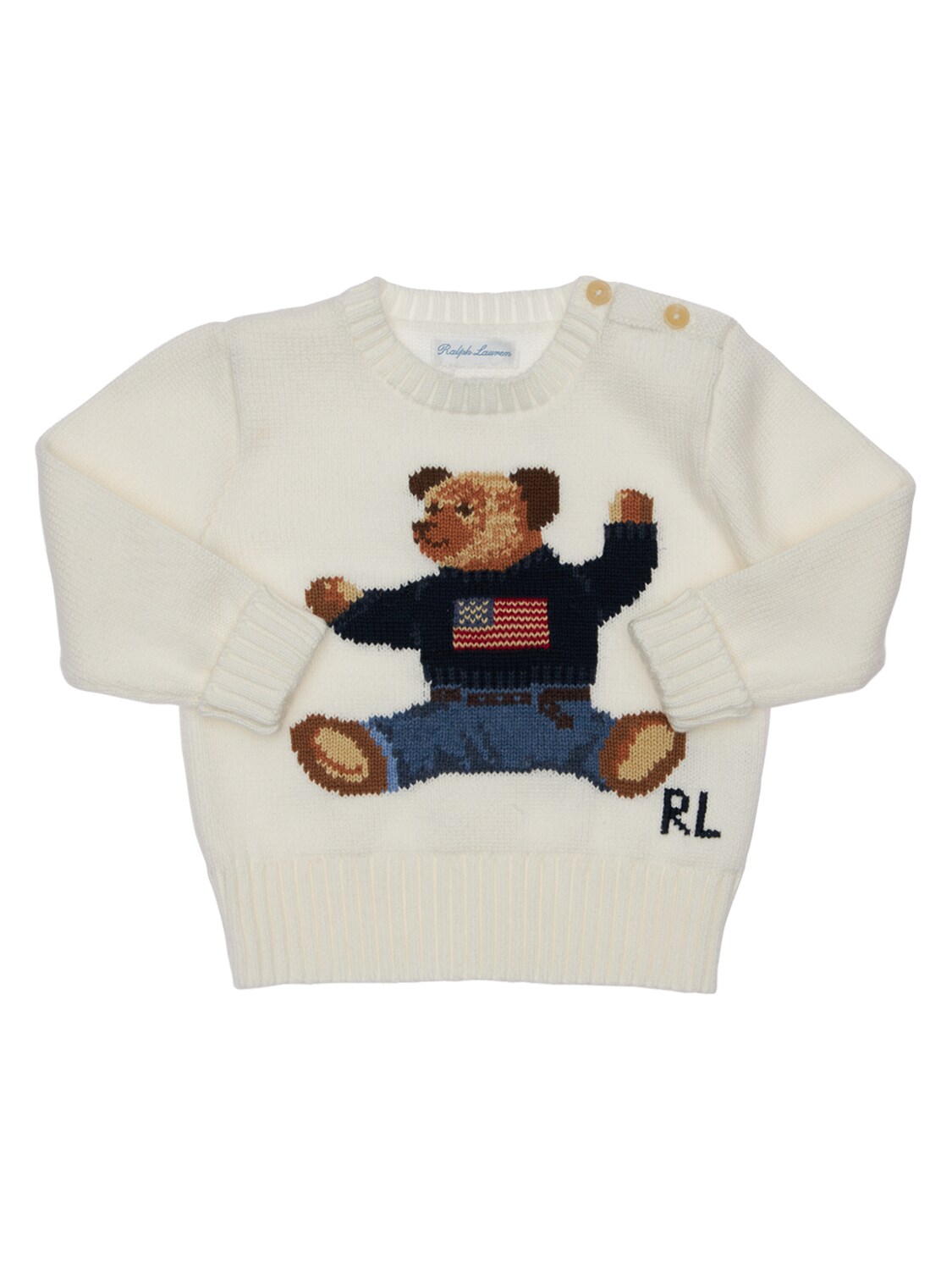 RALPH LAUREN BEAR INTARSIA COTTON KNIT SWEATER,73ILX6006-MDAZ0