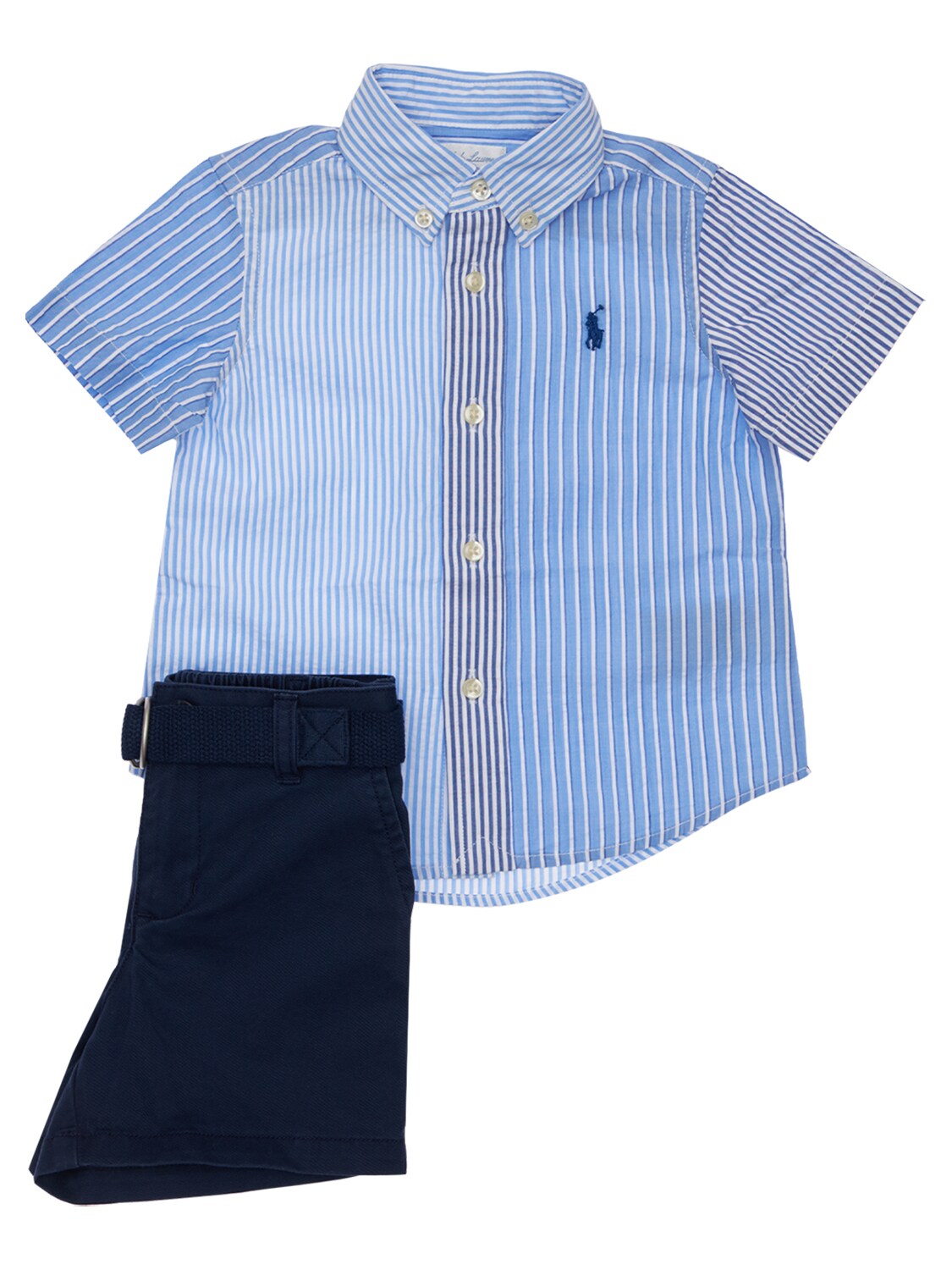 Ralph Lauren Babies' Seersucker Shirt & Stretch Shorts In Голубой,navy