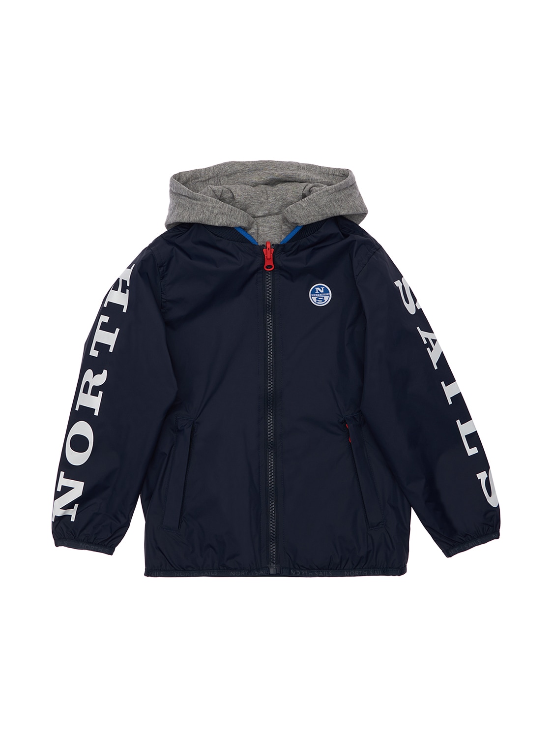 North Sails Kids' Reversible Recycled Nylon Jacket In Navy,grey