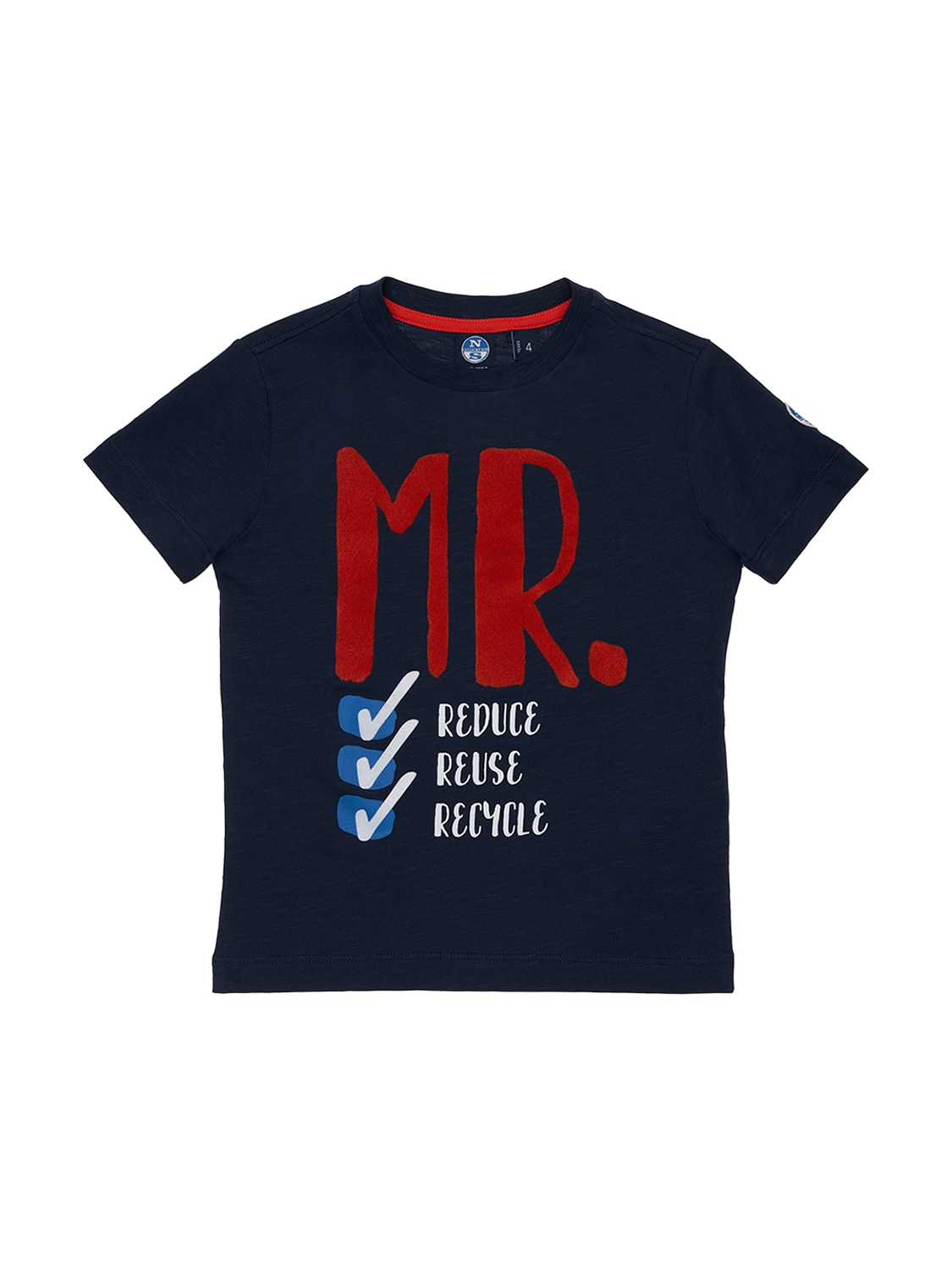 North Sails Kids' Printed Cotton T-shirt In Navy
