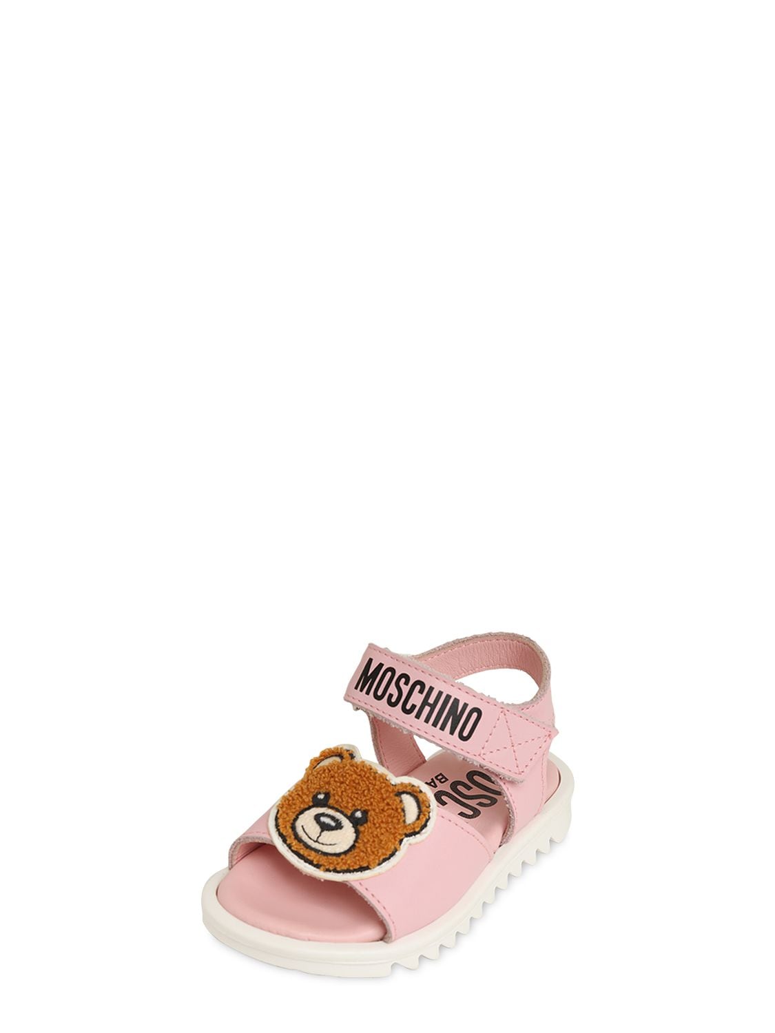 MOSCHINO TEDDY BEAR LOGOED STRAP LEATHER SANDALS,73ILXF009-VKFSIDI1