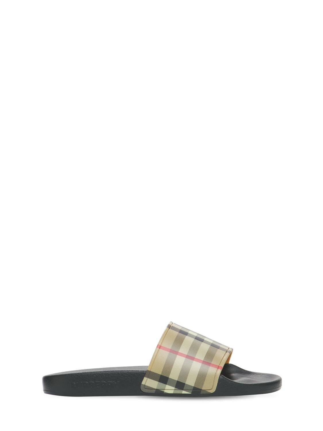 Burberry Kids' Check Rubber Slide Sandals In Beige,black
