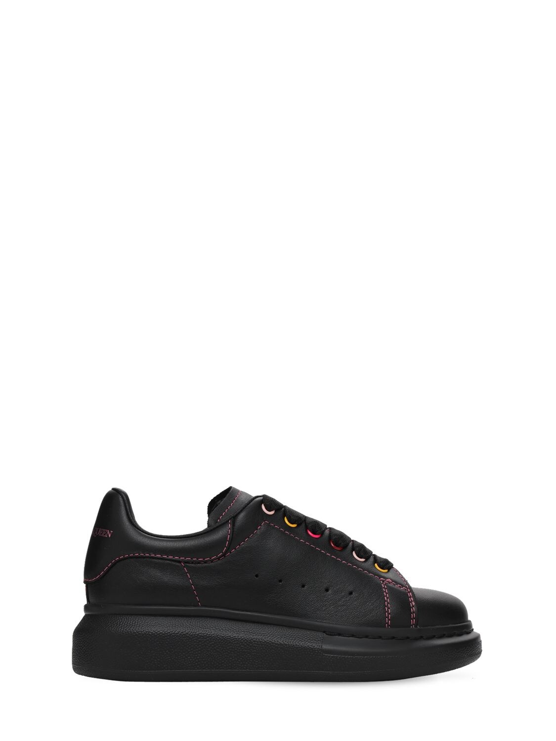 Alexander Mcqueen Kids' Leather Lace-up Sneakers In Black
