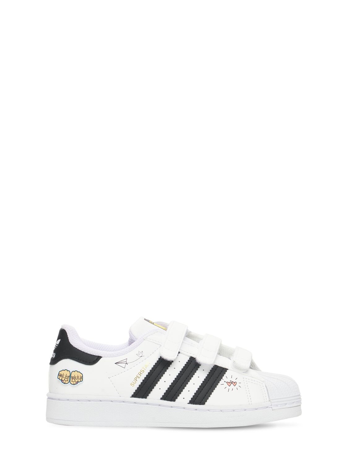 Adidas Originals Kids' Printed Superstar Strap Sneakers In White | ModeSens