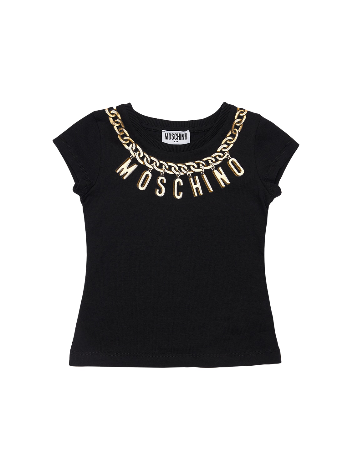 Moschino Kids' Logo Print Cotton Jersey T-shirt In Black