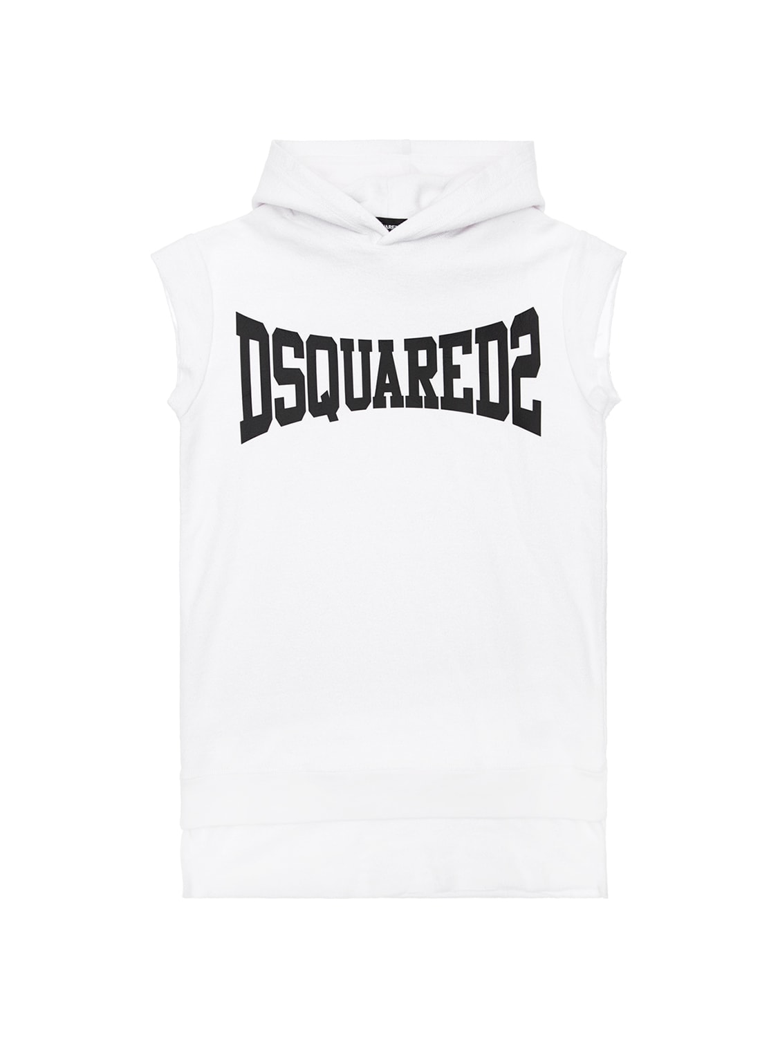 Dsquared2 Kids' Logo Print Hooded Cotton Sweat Dress In White