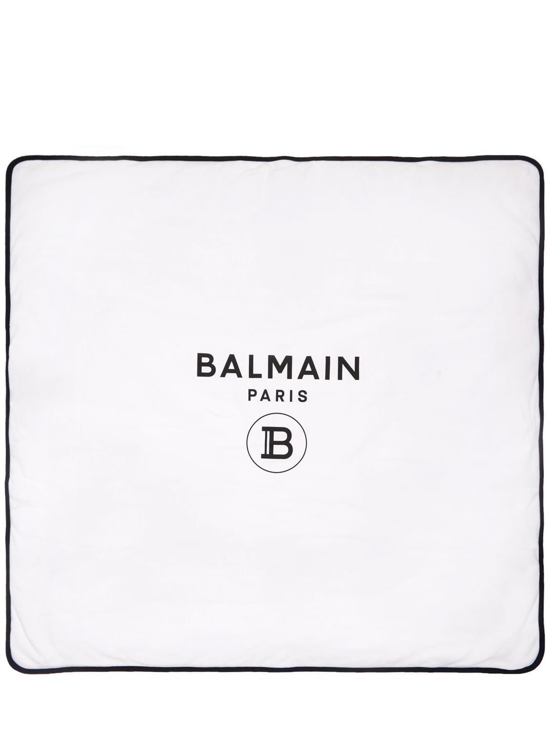 Balmain Logo印花棉质双面布毯子 In White