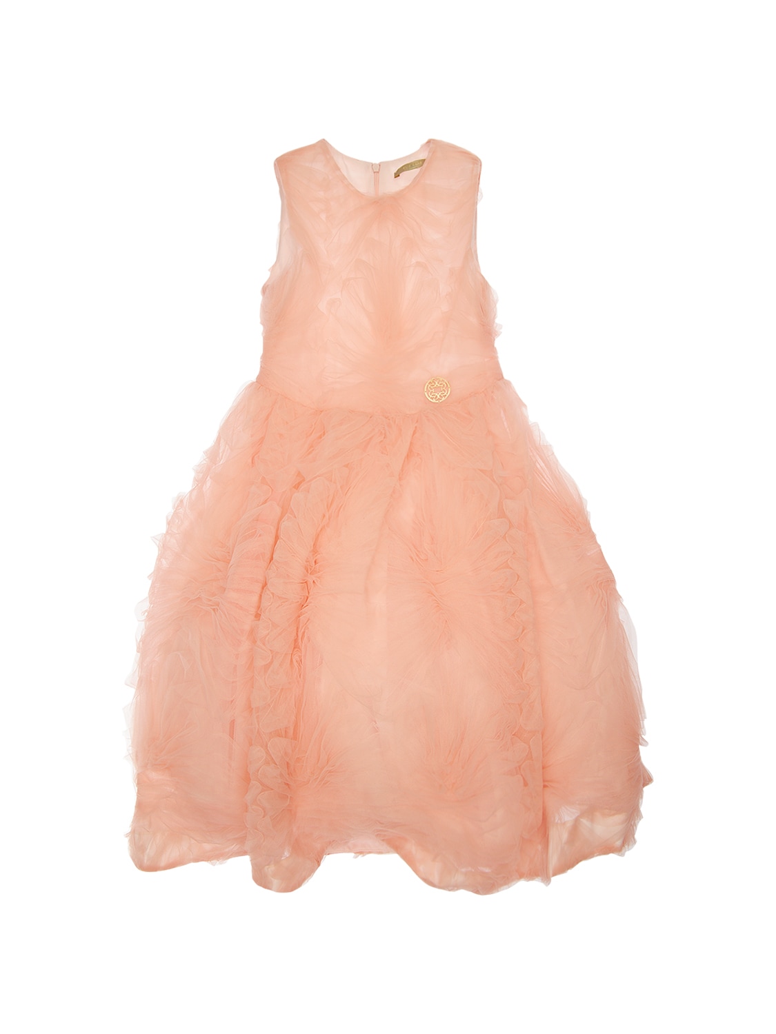 Elie Saab Kids' Embroidered Tulle Short Dress In Pink