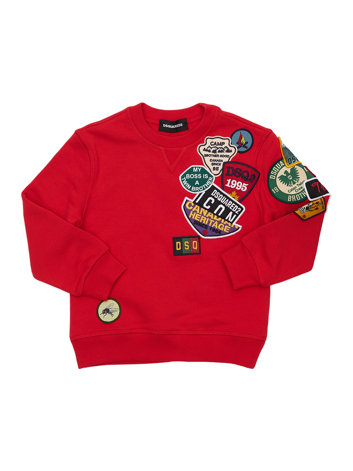 Dsquared2 Kids' Cotton Sweatshirt W/ Patches In Red