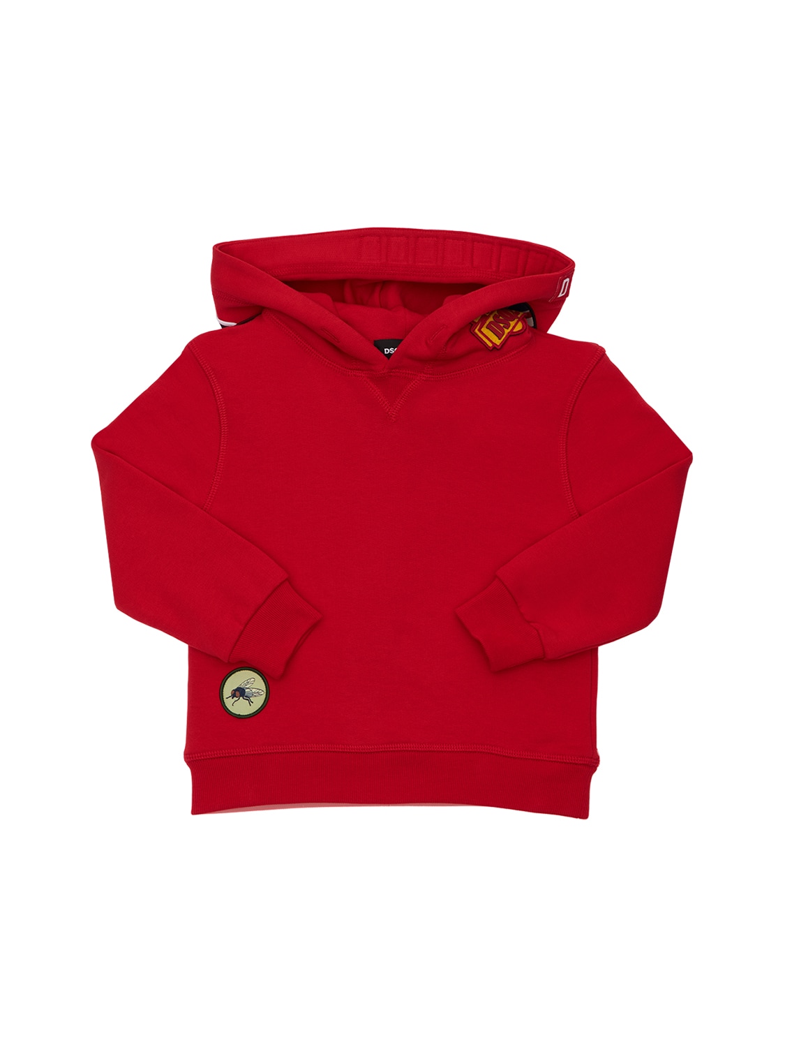 Dsquared2 Kids' Cotton Sweatshirt Hoodie W/ Patches In Red