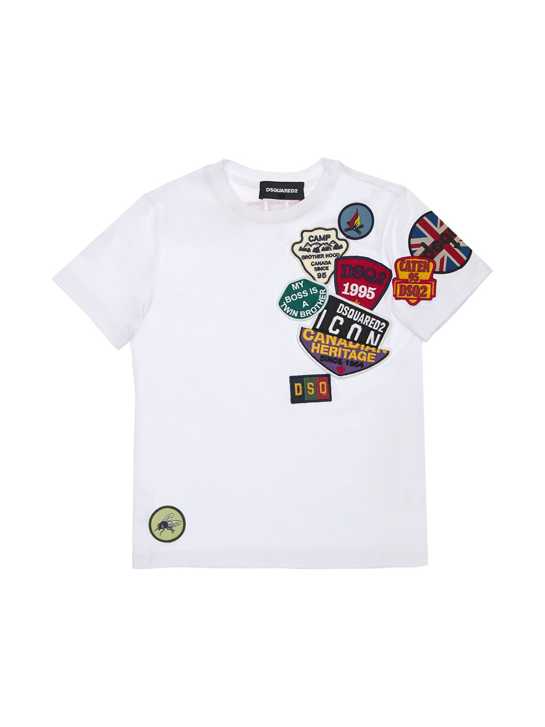 Dsquared2 Kids' Cotton Jersey T-shirt W/ Patches In White