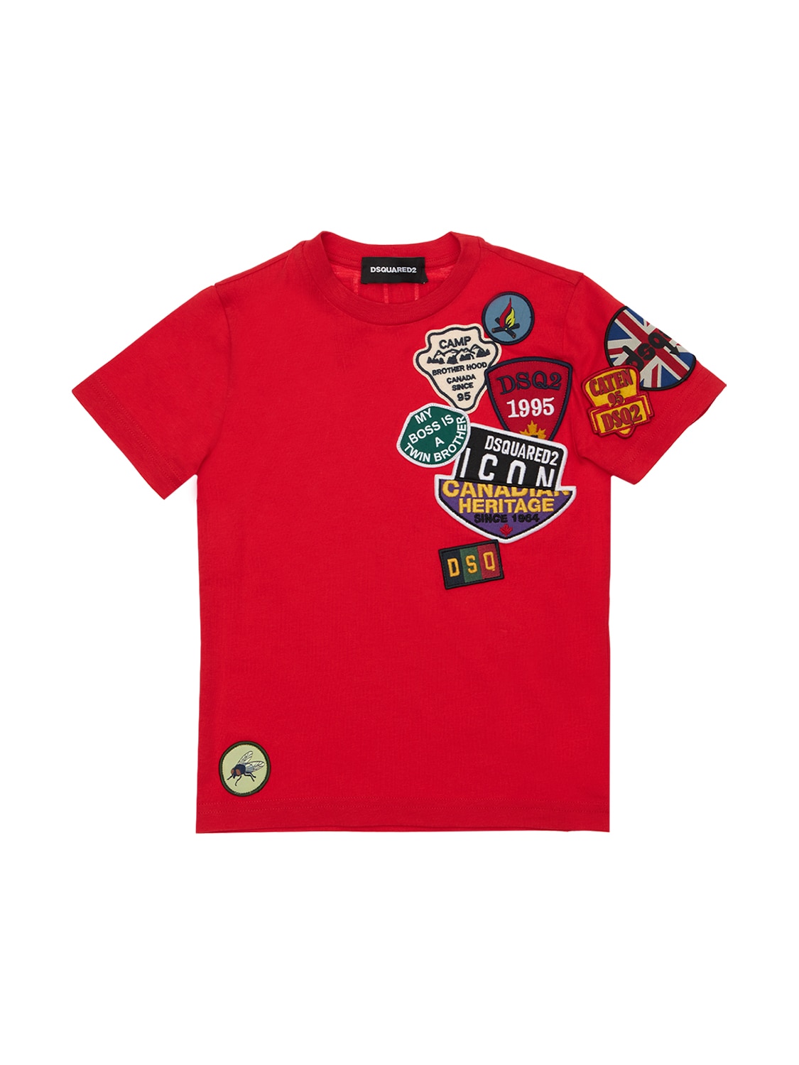 Dsquared2 Kids' Cotton Jersey T-shirt W/ Patches In Red