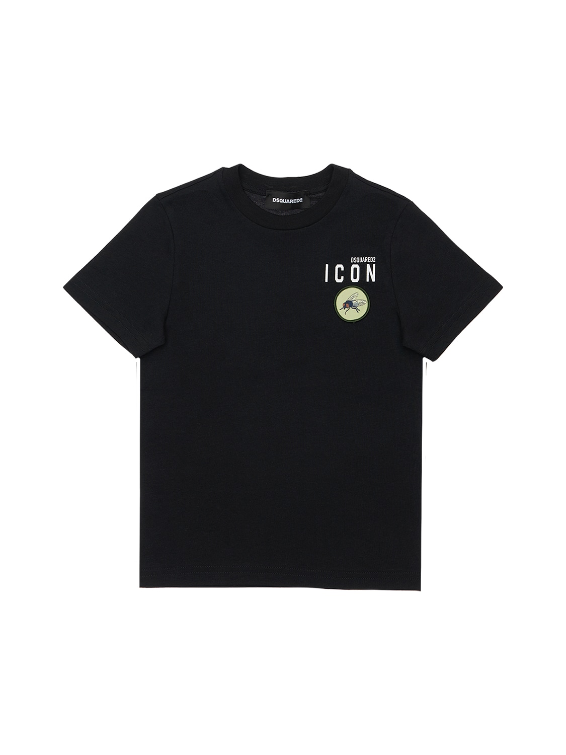 Dsquared2 Kids' Cotton Jersey T-shirt W/ Patches In Black