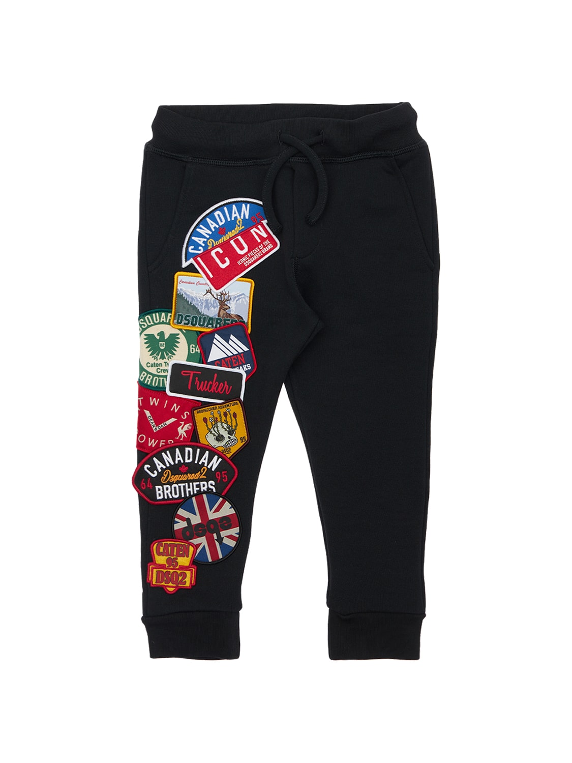 Dsquared2 Kids' Cotton Sweatpants W/ Patches In Black