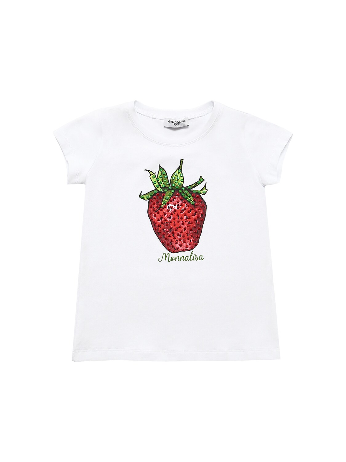 MONNALISA 草莓印花棉质平纹针织T恤,73ILYZ016-MDA5OQ2