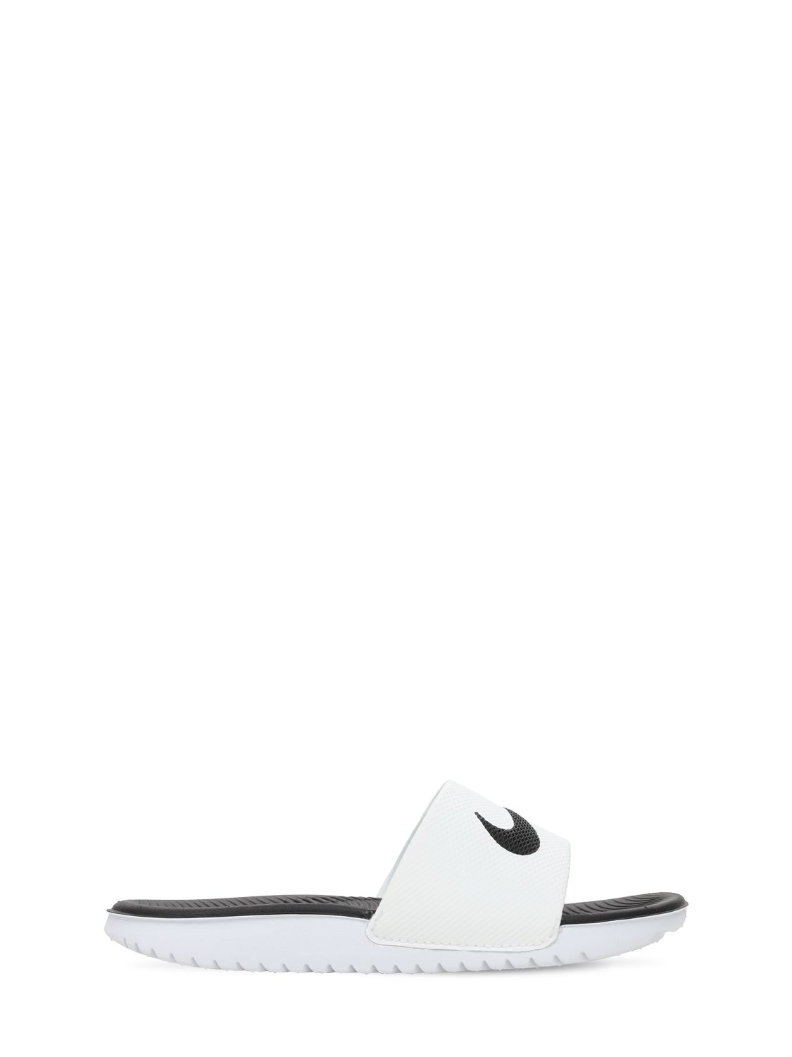 Nike Kids' Logo Print Kawa Slide Sandals In White,black
